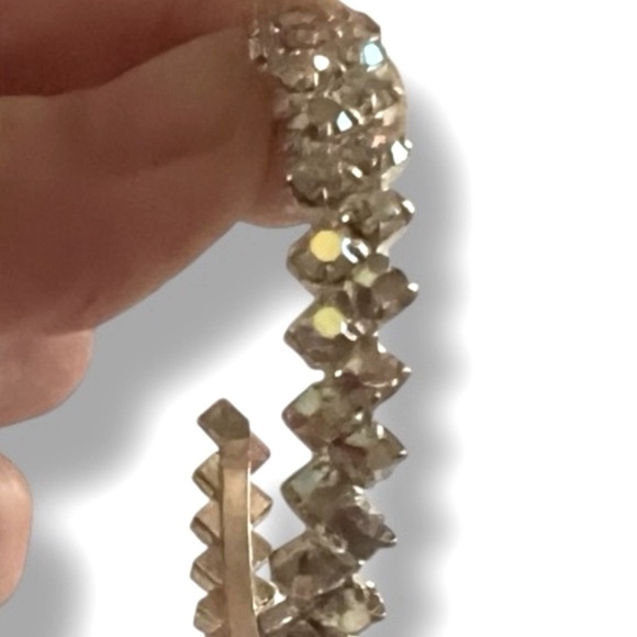 Sparkling Gold Rhinestone Hoop Earrings - Picture 6 of 6